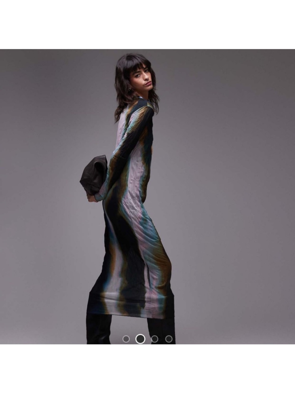 Topshop Multicolor Wave-Print Maxi Dress with Black Base